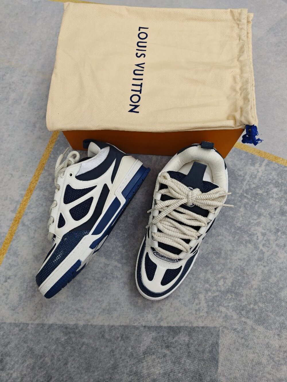 Louis Vuitton LV Skate Sneaker, Blue & White Low-Top Shoes